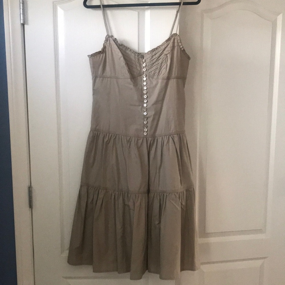 BCBG tan dress.